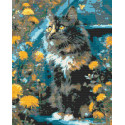 Алмазна мозаїка Котик у квітах 40*50 см OD 3009-01