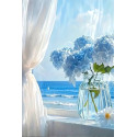 Алмазна мозаїка Гортензії та море 40*50см S40182